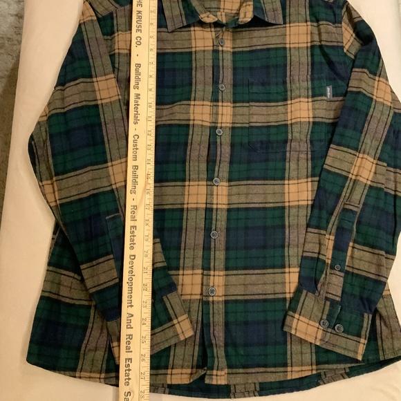 Vintage Eddie Bauer Green Tan XL Plaid Flannel Outdoor Costal Grandpa Alpine - Picture 2 of 7